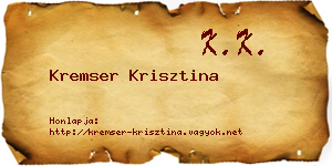 Kremser Krisztina névjegykártya